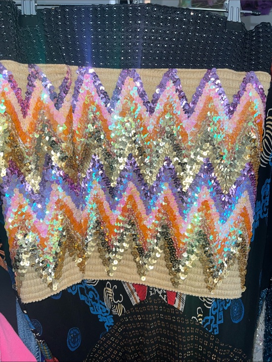 Vintage Dresses & Skirts - Y2K sequin festival maximalist chevron mini skirt